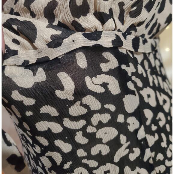 Talbots Vtg 100% Silk Tiered Leopard Animal Print Midi Dress Size 6P Sleeveless - Picture 9 of 12